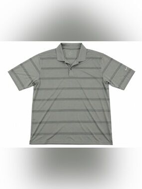 Nike Mens Gray Striped Dri-FIT Polo Shirt Short Sleeve Golf Top Large‎